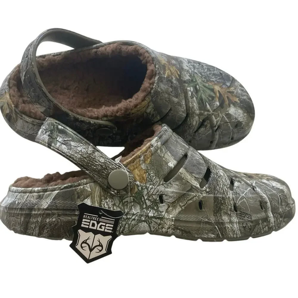 REAL TREE CLOGS SHERPA LINE‎ SHOES CAMOUFLAGE SZ 8 RUGGED SHARK HUNTING ARMY OAK